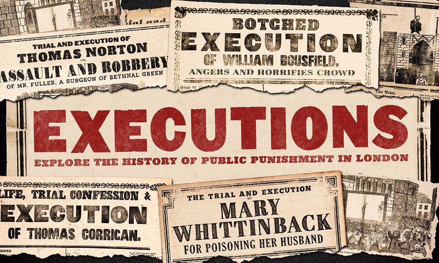 Collection of newspaper headlines about public executions